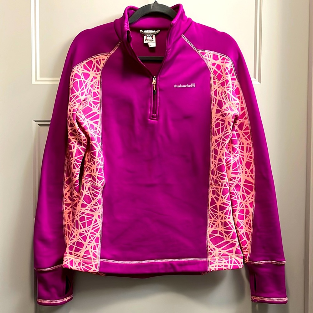 Avalanche bright purple and peach fleece lined thermal quarter zip, size M